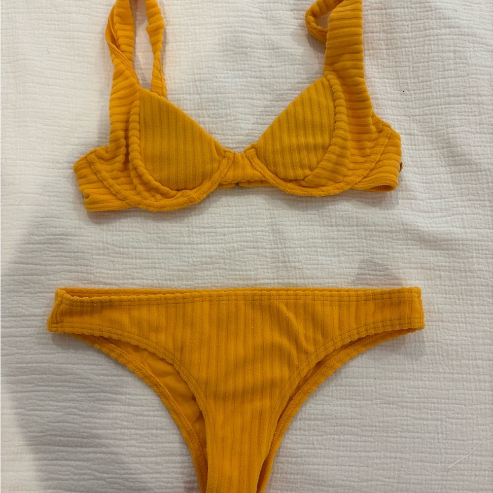 Billabong Orange Ribbed Bikini Set